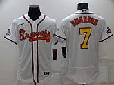 Braves 7 Dansby Swanson White 2022 Gold Program Flexbase Jersey,baseball caps,new era cap wholesale,wholesale hats